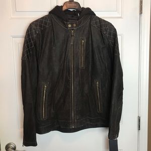 Black Rivet Mens Leather Jacket Dark Brown Size XL